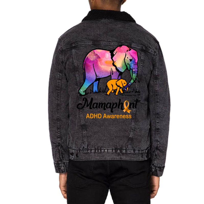 Mama Elephant Mamaphant Adhd Awareness Hippie Unisex Sherpa-Lined Denim Jacket by valkdiartel | Artistshot