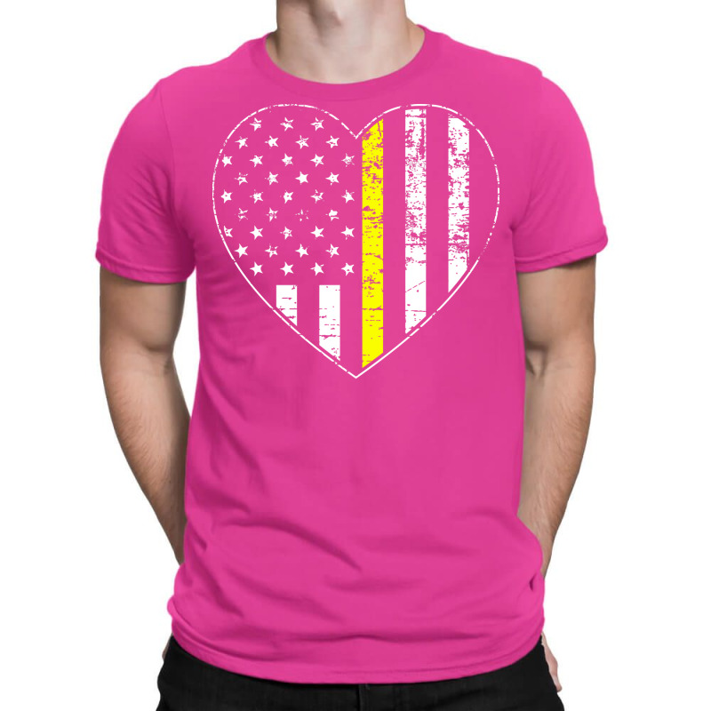 Thin Gold Line Distressed American Flag Heart Red T-shirt | Artistshot