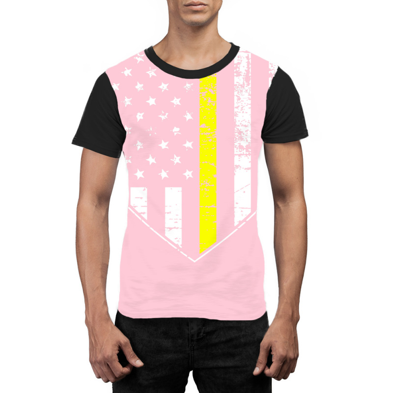 Thin Gold Line Distressed American Flag Heart Red Graphic T-shirt | Artistshot