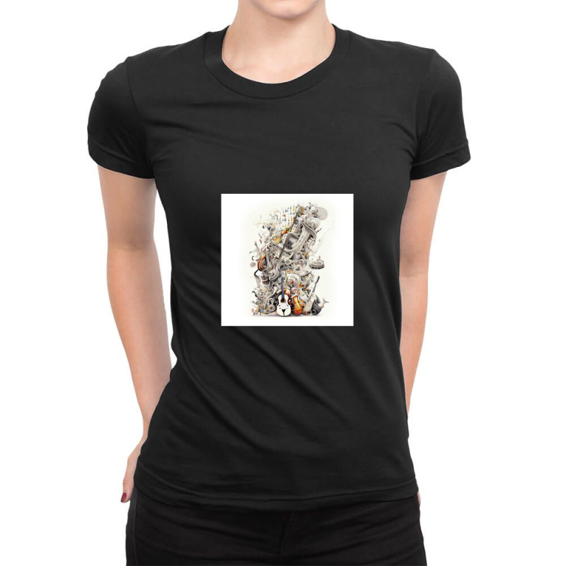 History Of Music Design  Perfect For Music Lovers Ladies Fitted T-Shirt by JamesBratcher | Artistshot