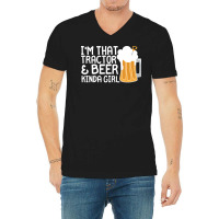 Tractor Beer Kinda Girl Farmer Aesthetic (1) V-neck Tee | Artistshot