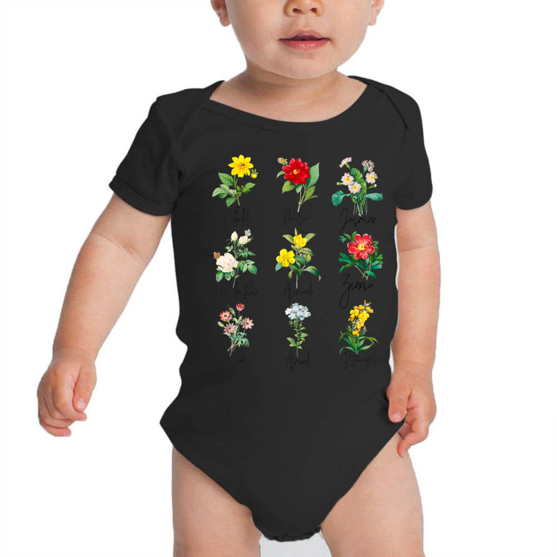 Hot Trend Vintage Botanical Beautiful Floral Flower Power Botanic 70s Baby Bodysuit by haodinhvan1 | Artistshot