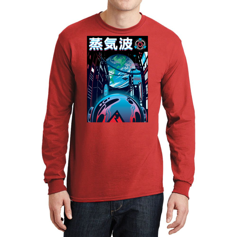 Vaporwave Neon Japanese City Night Spaceman Long Sleeve Shirts | Artistshot