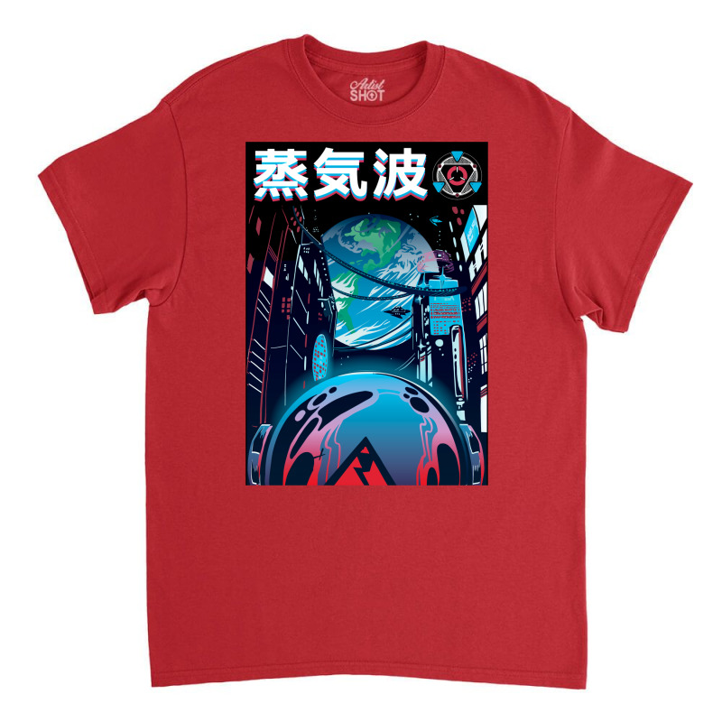 Vaporwave Neon Japanese City Night Spaceman Classic T-shirt | Artistshot