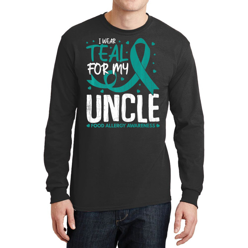 Mens I Wear Teal For Uncle Food Allergy Awareness Month Long Sleeve Shirts | Artistshot