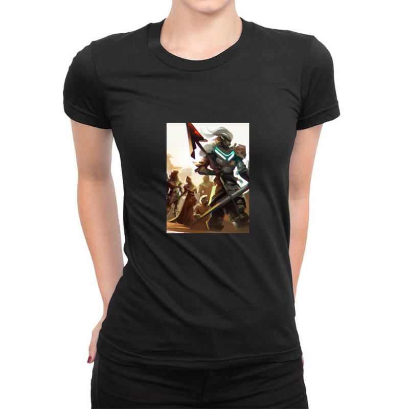 Alpha Warrior (futuristic) Ladies Fitted T-Shirt by LeahRDenny | Artistshot