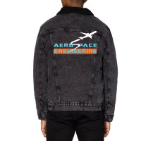 Aerospace Engineering Design Airplane Text And Image Green Unisex Sherpa-lined Denim Jacket | Artistshot