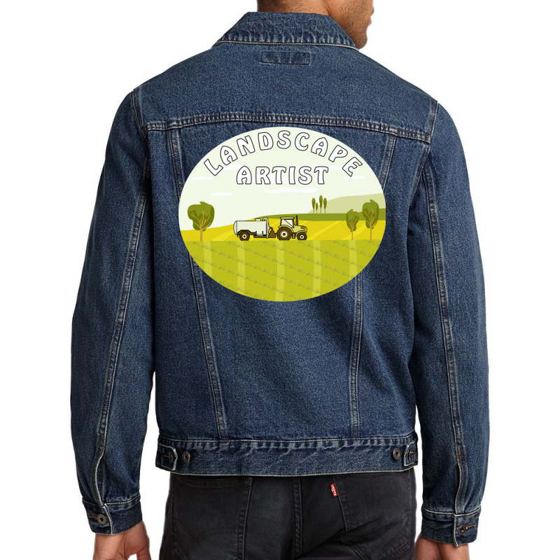 Landscape Tractor Landscape Artist Retro Men Denim Jacket | Artistshot