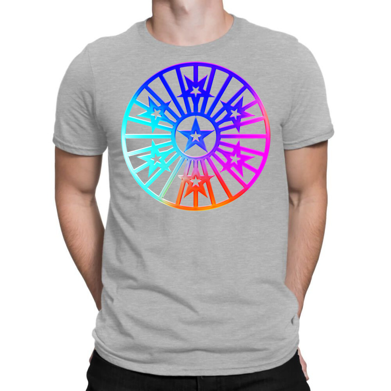 Neon Geometric Glyph Mandala Sigil Rune Sign Seal Cool Blue And Violet T-shirt | Artistshot