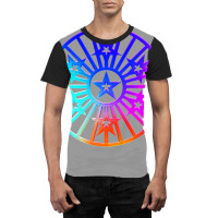 Neon Geometric Glyph Mandala Sigil Rune Sign Seal Cool Blue And Violet Graphic T-shirt | Artistshot