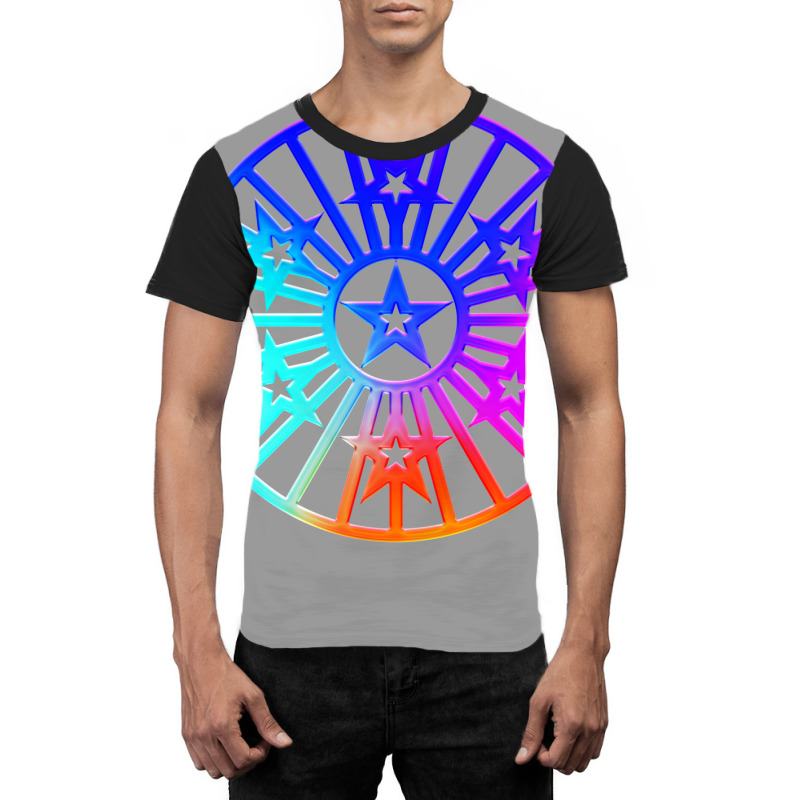 Neon Geometric Glyph Mandala Sigil Rune Sign Seal Cool Blue And Violet Graphic T-shirt | Artistshot