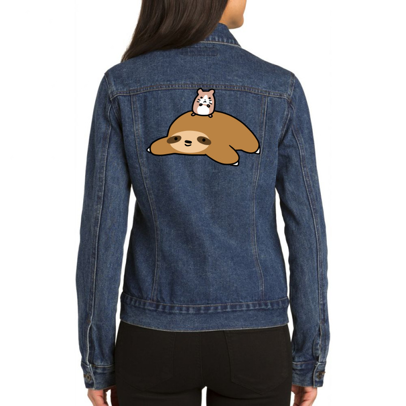 Sloth And Hamster Ladies Denim Jacket by hasan2 | Artistshot