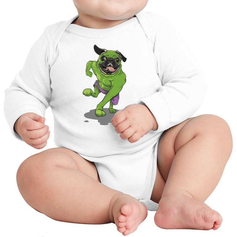 The Incredible Pug Long Sleeve Baby Bodysuit by BethanyIrwin | Artistshot