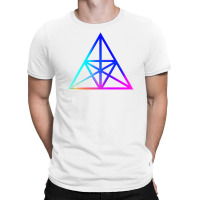 Neon Geometric Glyph Mandala Sigil Rune Sign Seal Cool Blue And Violet T-shirt | Artistshot