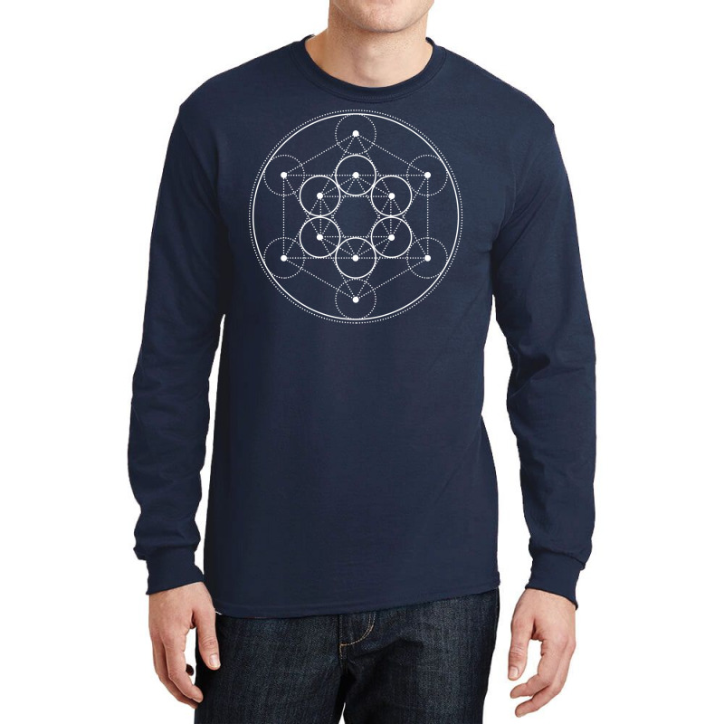 White Minimalist Geometric Glyph Mandala Sigil Rune Retro Girl Long Sleeve Shirts | Artistshot