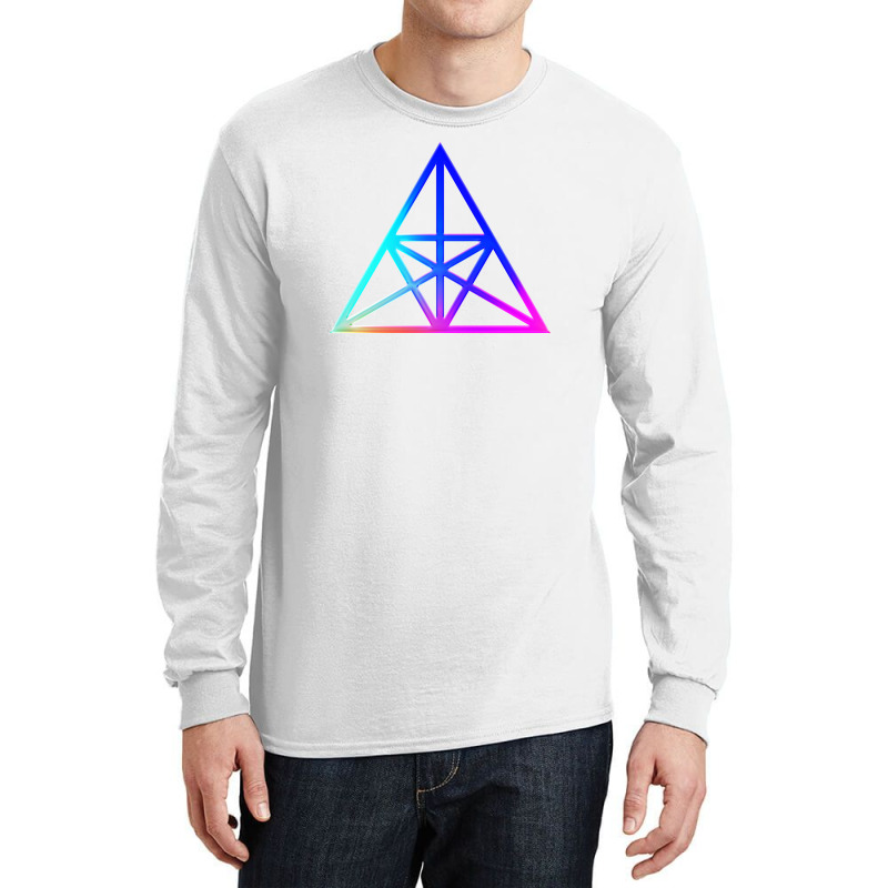 Neon Geometric Glyph Mandala Sigil Rune Sign Seal Cool Blue And Violet Long Sleeve Shirts by meaneyantichy | Artistshot