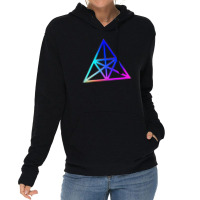 Neon Geometric Glyph Mandala Sigil Rune Sign Seal Cool Blue And Violet Lightweight Hoodie | Artistshot