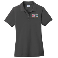 Hard Work And Happy Tails White Lettering Stars Ladies Polo Shirt | Artistshot