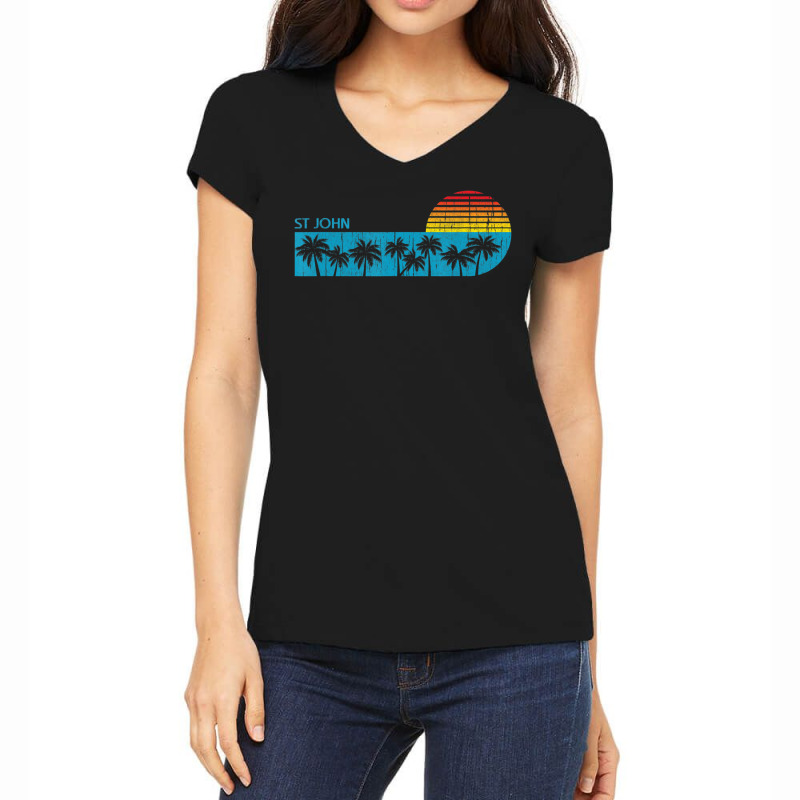 Hot Trend Vintage St John Usvi Beach Palm Trees Retro 70s Boys Girls Women's V-Neck T-Shirt by haodinhvan1 | Artistshot