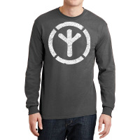 Print On Back Old Stencil Algiz Rune In Circle Love Long Sleeve Shirts | Artistshot