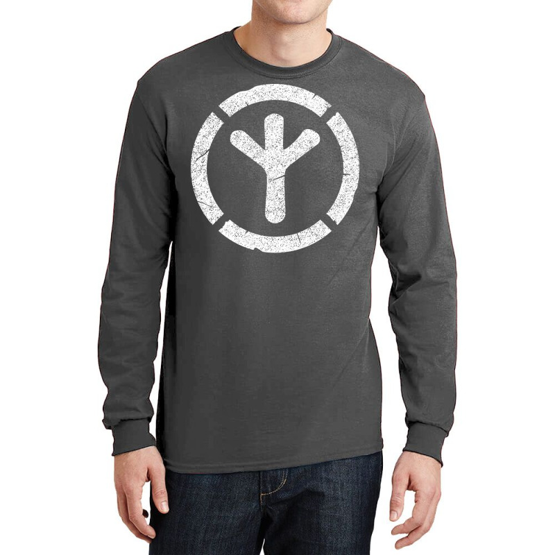 Print On Back Old Stencil Algiz Rune In Circle Love Long Sleeve Shirts by meaneyantichy | Artistshot