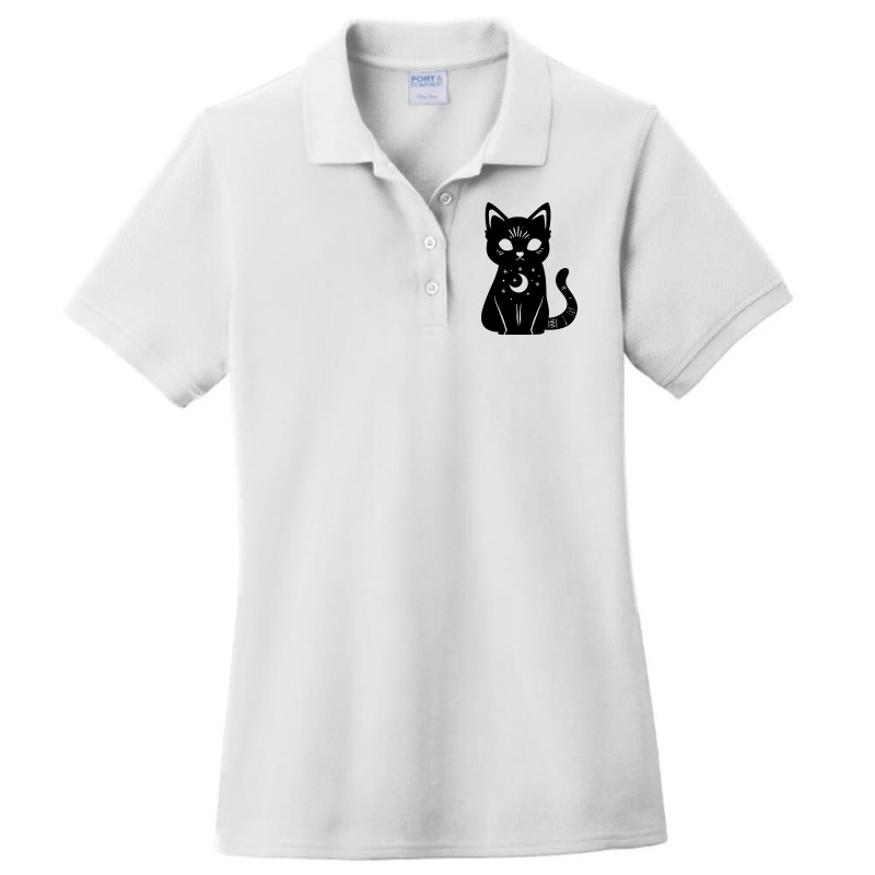 Magical Celestial Witch Cat Red Ladies Polo Shirt by gufronmouih8 | Artistshot