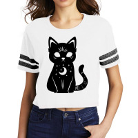 Magical Celestial Witch Cat Red Scorecard Crop Tee | Artistshot