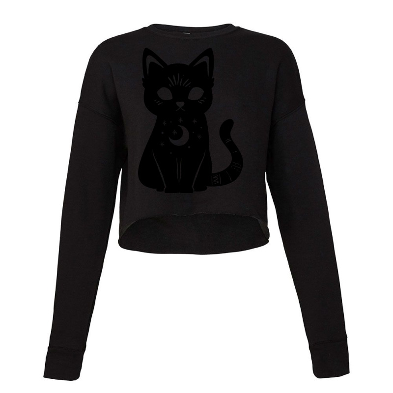 Magical Celestial Witch Cat Red Cropped Sweater by gufronmouih8 | Artistshot