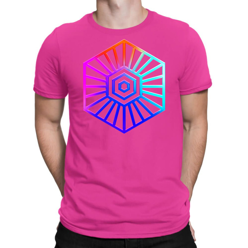 Neon Geometric Glyph Mandala Sigil Rune Sign Seal Cool Blue And Violet T-Shirt by irildarnen | Artistshot