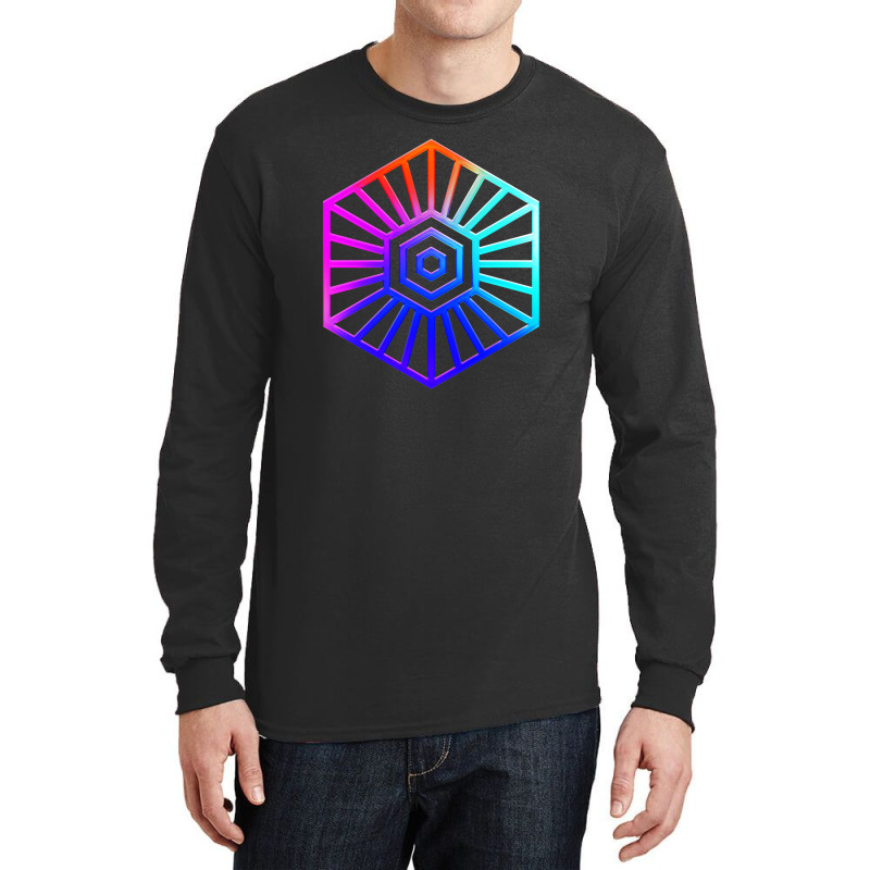 Neon Geometric Glyph Mandala Sigil Rune Sign Seal Cool Blue And Violet Long Sleeve Shirts by irildarnen | Artistshot