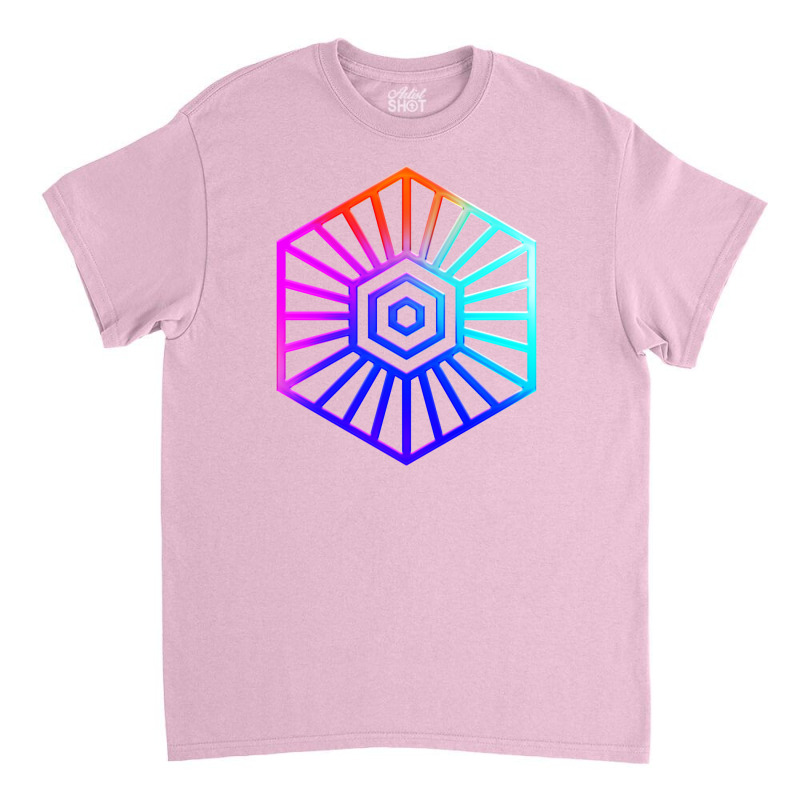 Neon Geometric Glyph Mandala Sigil Rune Sign Seal Cool Blue And Violet Classic T-shirt by irildarnen | Artistshot