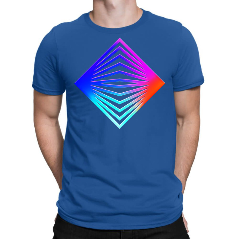 Neon Geometric Glyph Mandala Sigil Rune Sign Seal Cool Blue And Violet T-Shirt by irildarnen | Artistshot