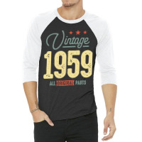 Trending Vintage Born In 1959 - 63rd Birthday Retro Classic 3/4 Sleeve Shirt | Artistshot