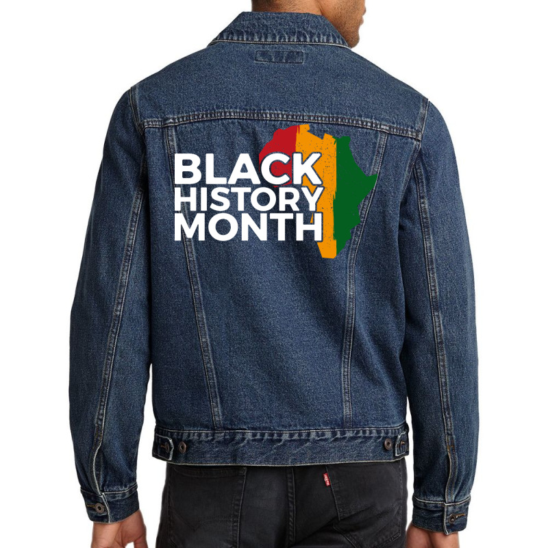 Black History Month Map Vintage Men Denim Jacket | Artistshot