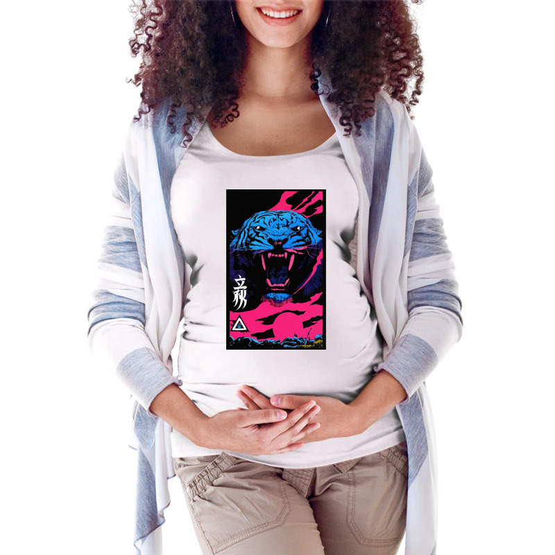 Vaporwave Animal Print Tiger Modern Fashion Cyberpunk Style Maternity Scoop Neck T-shirt by nunagqolamo | Artistshot