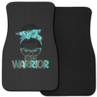 Women Messy Bun Teal Ribbon Pcos Warrior Front Car Mat | Artistshot