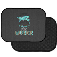 Women Messy Bun Teal Ribbon Pcos Warrior Rear Car Mat | Artistshot