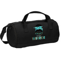 Women Messy Bun Teal Ribbon Pcos Warrior Duffel Bag | Artistshot