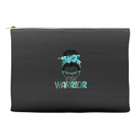 Women Messy Bun Teal Ribbon Pcos Warrior Accessory Pouches | Artistshot