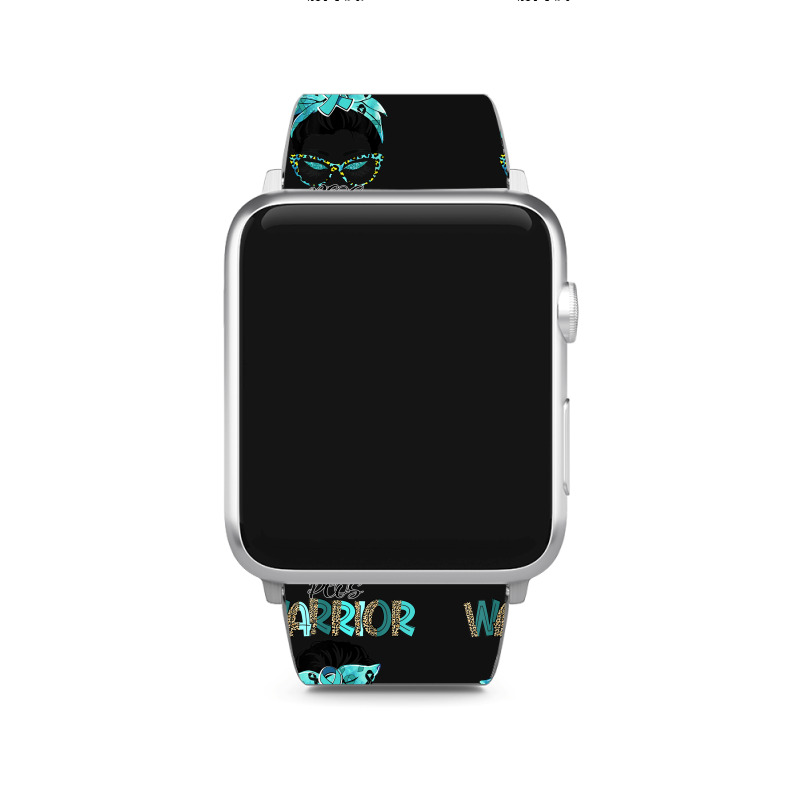 Women Messy Bun Teal Ribbon Pcos Warrior Apple Watch Band | Artistshot