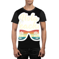 Hola Beaches Beach Humor Pun Vintage Sunglasses And Palm Trees Summer Graphic T-shirt | Artistshot