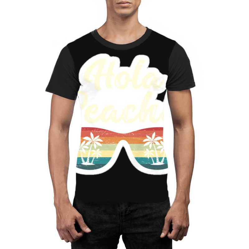 Hola Beaches Beach Humor Pun Vintage Sunglasses And Palm Trees Summer Graphic T-shirt by salma55 | Artistshot