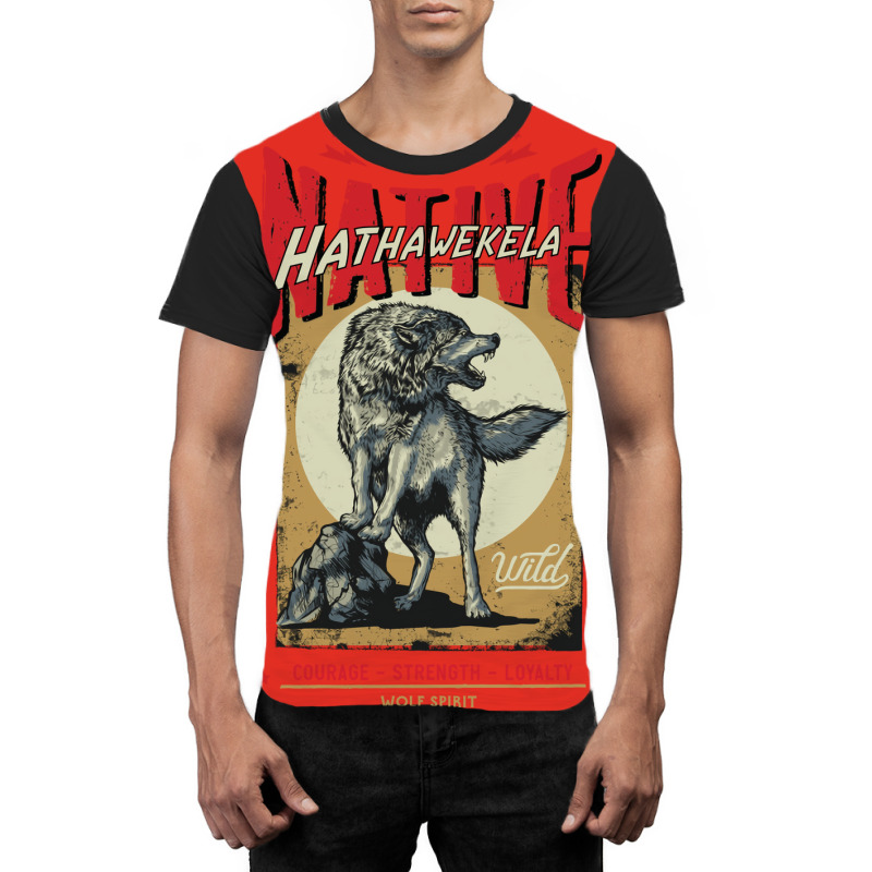 Hathawekela Native American Indian Born Wolf Spirit Retro 80s Graphic T-shirt | Artistshot