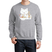 Anime Cat Eating Ramen Girl Crewneck Sweatshirt | Artistshot