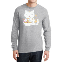 Anime Cat Eating Ramen Girl Long Sleeve Shirts | Artistshot