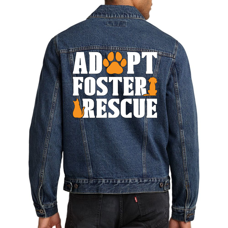 Animal Rescue Adopt Foster Adoption Animal Rescuer Red Men Denim Jacket by maciegfvrf | Artistshot