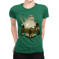 Geralt The Witcher Minimalist Illusion Art Ladies Fitted T-shirt | Artistshot