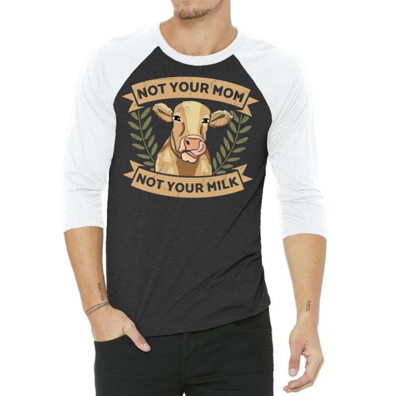 Not Your Mom Not Your Milk Animal Rights Rescue Yellow 3/4 Sleeve Shirt by tiffeosongoc | Artistshot