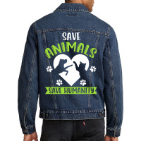 Save Animals Serve Humanity Hippie Men Denim Jacket | Artistshot