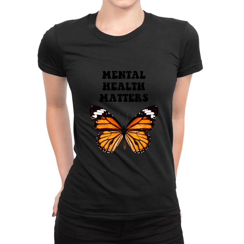 Mental Health Matters Mental Health Butterfly Psychology Pullover Hood Ladies Fitted T-Shirt by SamuelTABraun | Artistshot